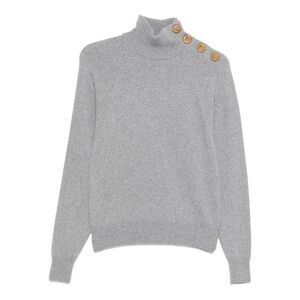 BALMAIN Women's Turtleneck Sweater with Decorative Buttons Women GRIS CHINE